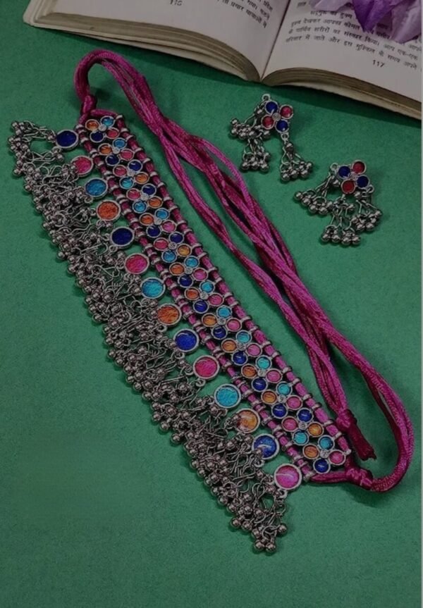 Multi Color Meenakari Oxidised Choker Necklace