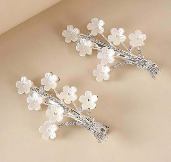 Trendy Pearl Korean Hair Clips Pair - Image 2