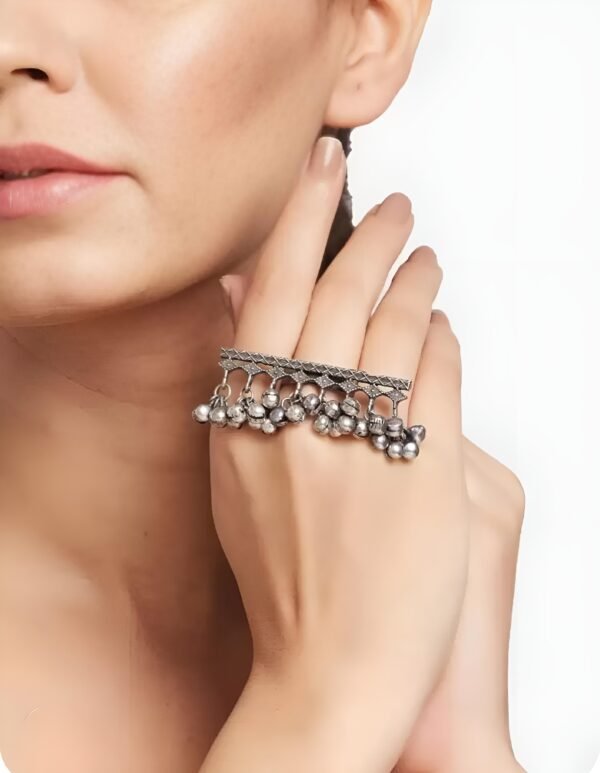 Silver Replica Ghungharoo Finger Ring - Image 2