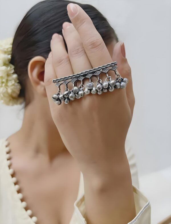 Silver Replica Ghungharoo Finger Ring