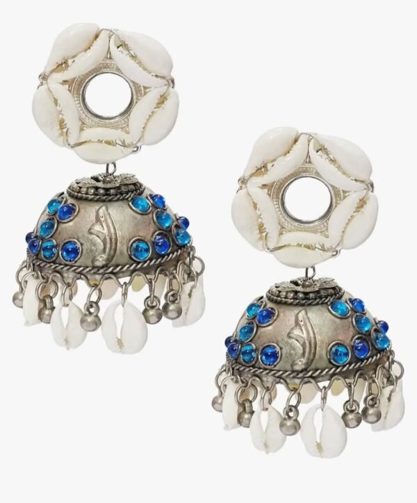 Shell Work Bollywood Style Jhumka Earrings - Image 5