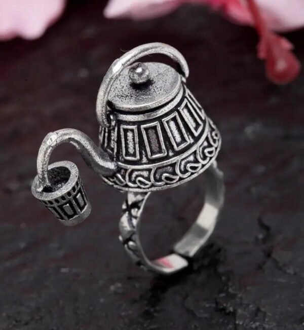 Silver Replica Chai Ketali Antique Ring - Image 2