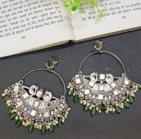 Oxidised Kundan Chandbali Jhumka