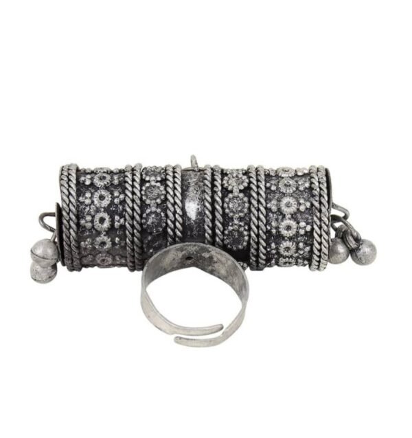 Oxidised Antique Ghungharu Finger Ring - Image 5