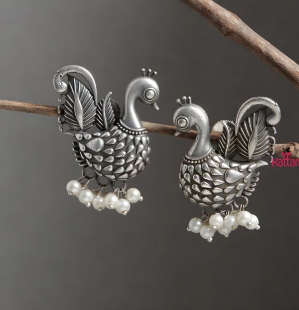 Duck Pearl Silver Replica Earrings