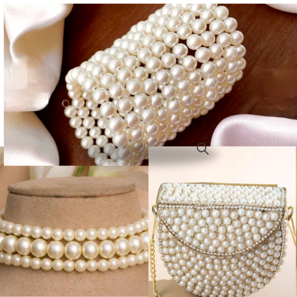 Pearl Handbag (Mini) Spiral Bracelet and Necklace (Festive Combo)