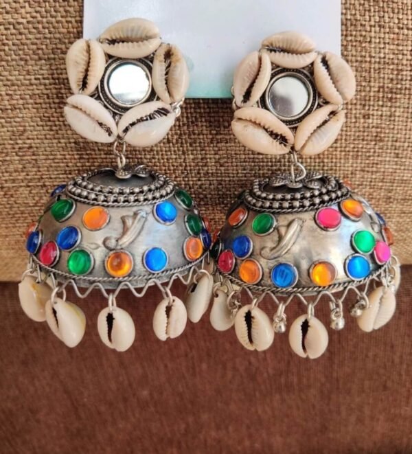 Shell Work Bollywood Style Jhumka Earrings