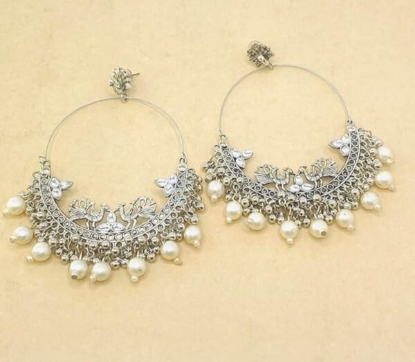 Pearl Chandbali Oxidised Earrings