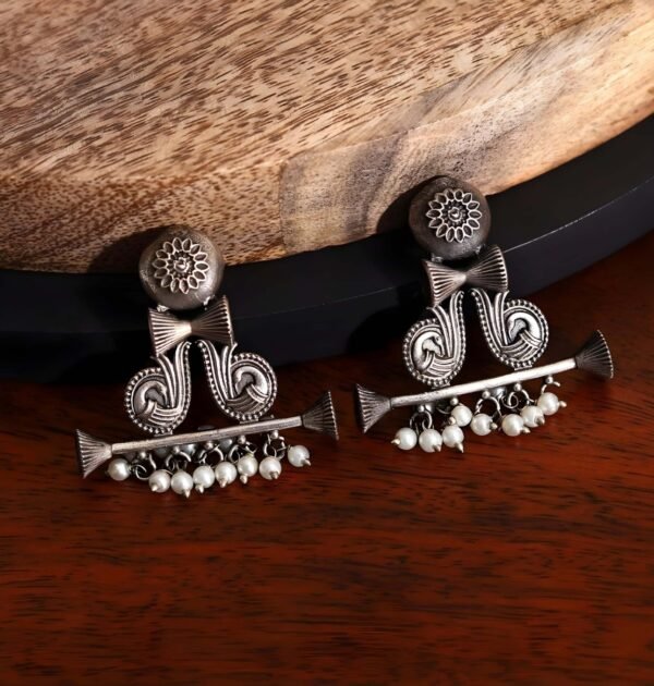 Silver Replica Damroo Dangler Earrings