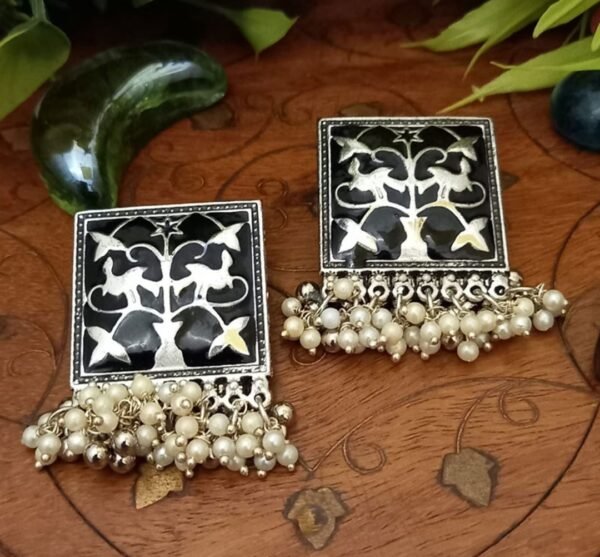 Meenakari Pearl Stud Earings