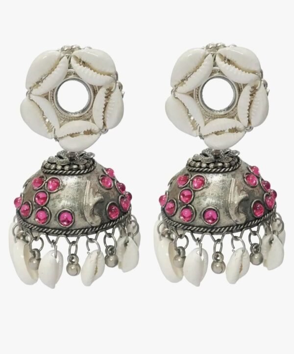 Shell Work Bollywood Style Jhumka Earrings - Image 7