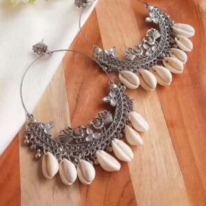 Shell Work Viral Chandbali Oxidised Earring