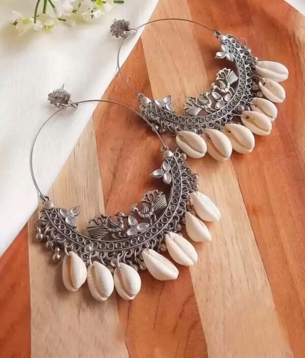 Shell Work Viral Chandbali Oxidised Earring