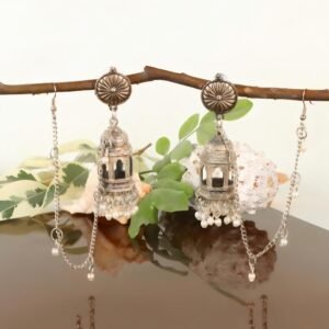 Temple Radha Krishna Bahubali Chain Jhumka