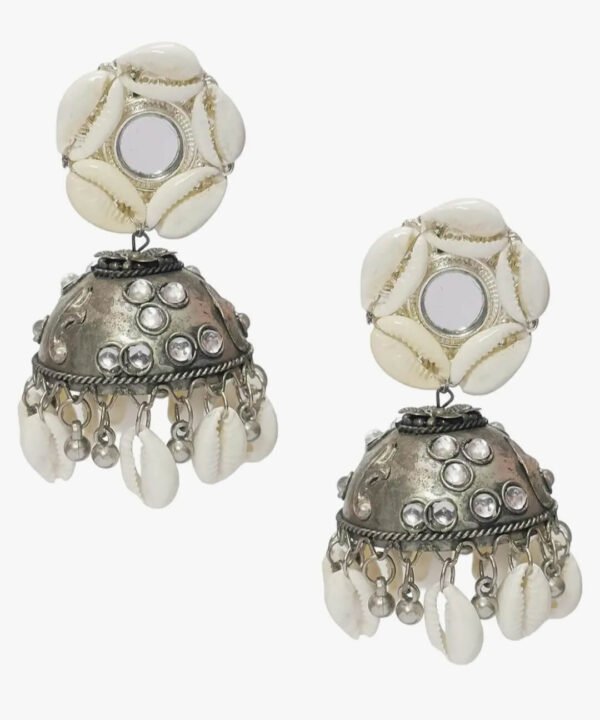 Shell Work Bollywood Style Jhumka Earrings - Image 11