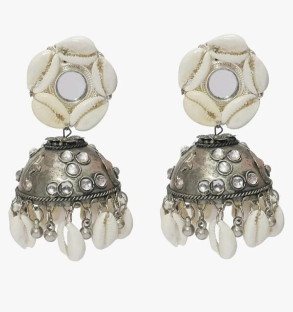 Shell Work Bollywood Style Jhumka Earrings - Image 10